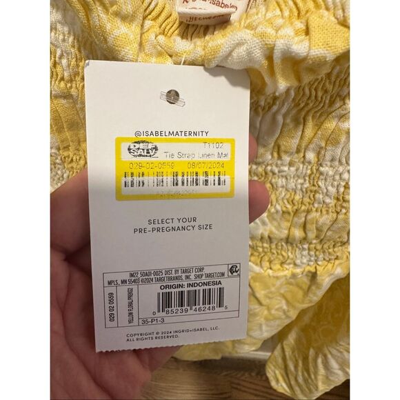 Ingrid and Isabel Yellow and White Maternity Baby Tank Top Size Medium - Picture 4 of 5